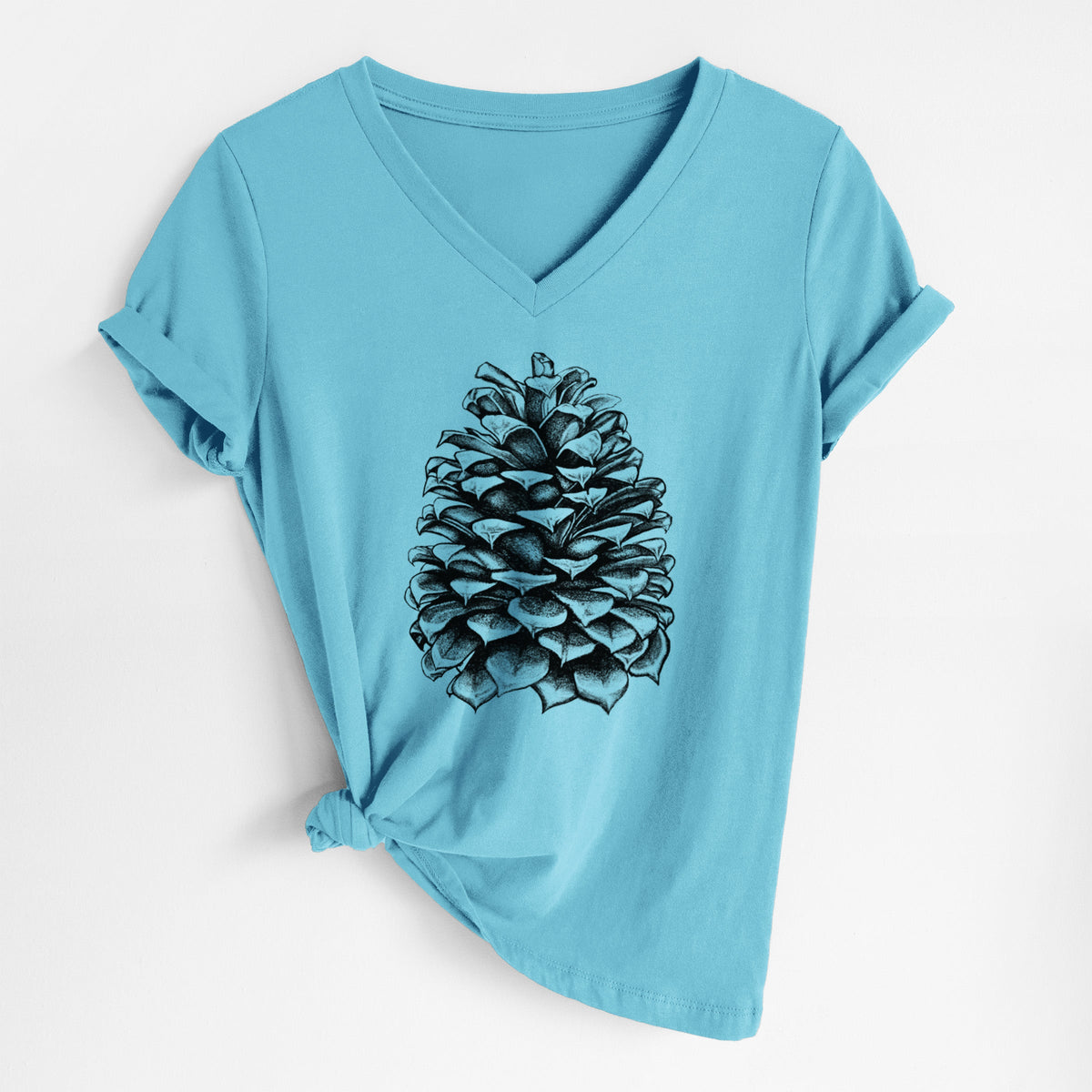 Pinus Jeffreyi - Jeffrey Pine Cone - Women's Lightweight Relaxed Fit 100% Cotton V-neck