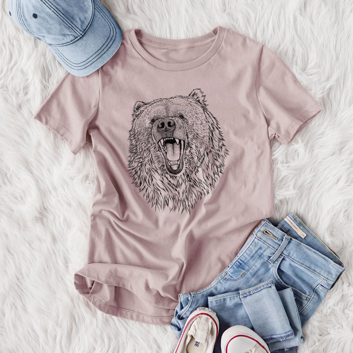Ursus arctos - Kodiak Bear - Women's Lightweight Relaxed Fit 100% Cotton Crewneck