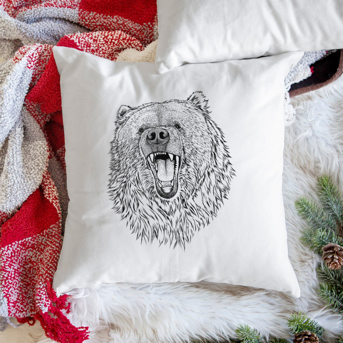 Ursus arctos - Kodiak Bear - Throw Pillow Cover