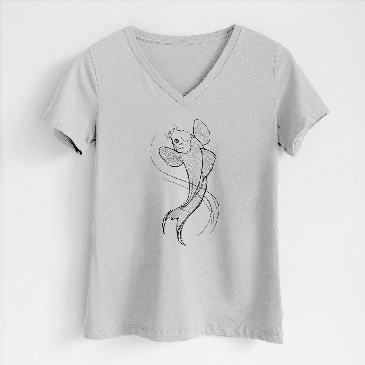 Koi Fish - Cyprinus rubrofuscus - Women's Lightweight Relaxed Fit 100% Cotton V-neck