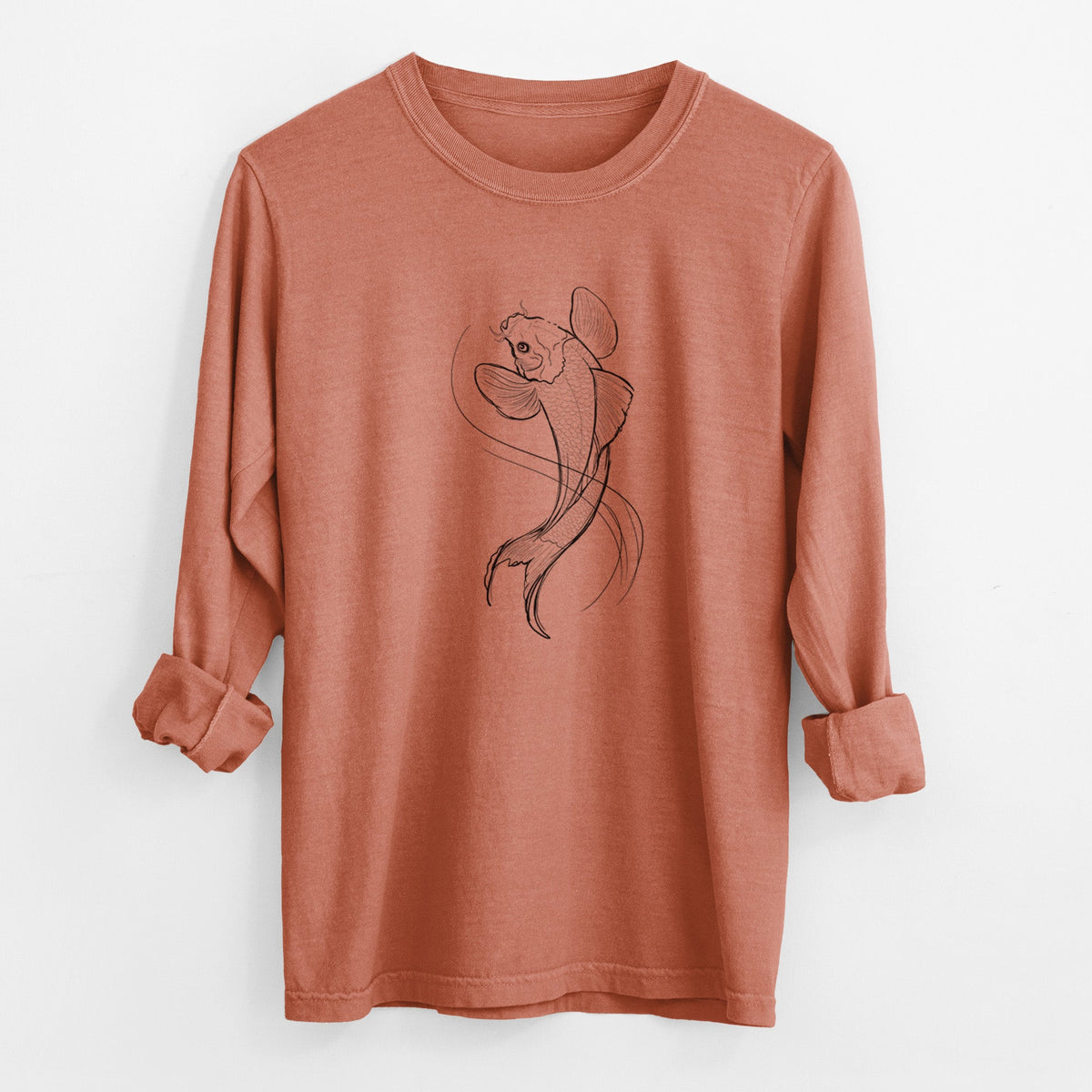 Koi Fish - Cyprinus rubrofuscus - Unisex Comfort Colors 100% Cotton Long Sleeve