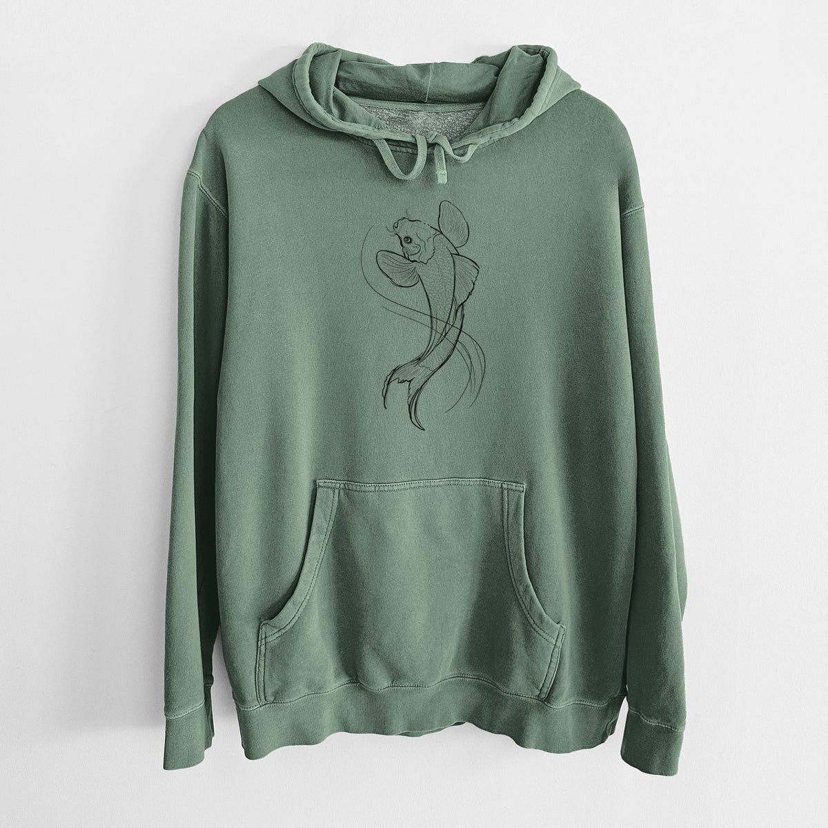 Koi Fish - Cyprinus rubrofuscus - Unisex Pigment Dyed Hoodie