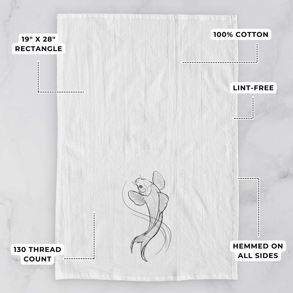 Koi Fish - Cyprinus rubrofuscus Tea Towel