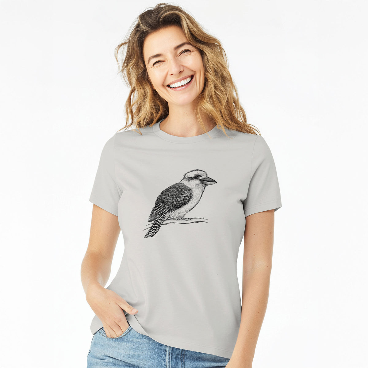 Kookaburra - Dacelo novaeguineae - Women's Lightweight Relaxed Fit 100% Cotton Crewneck
