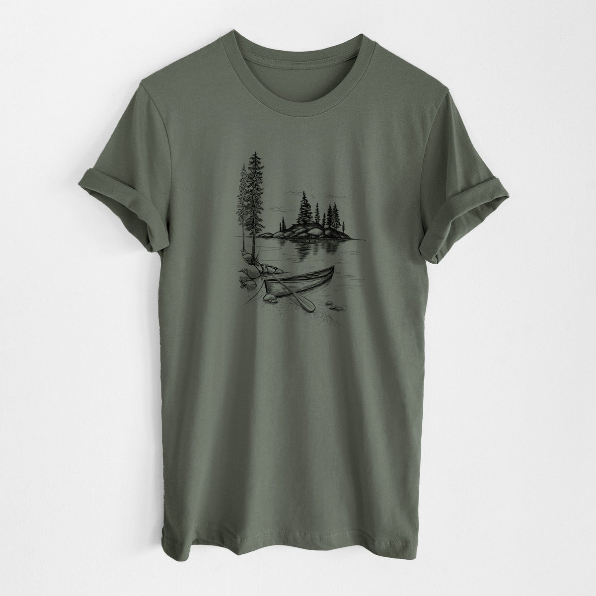 Lakeside Canoe - Lightweight 100% Cotton Unisex Crewneck