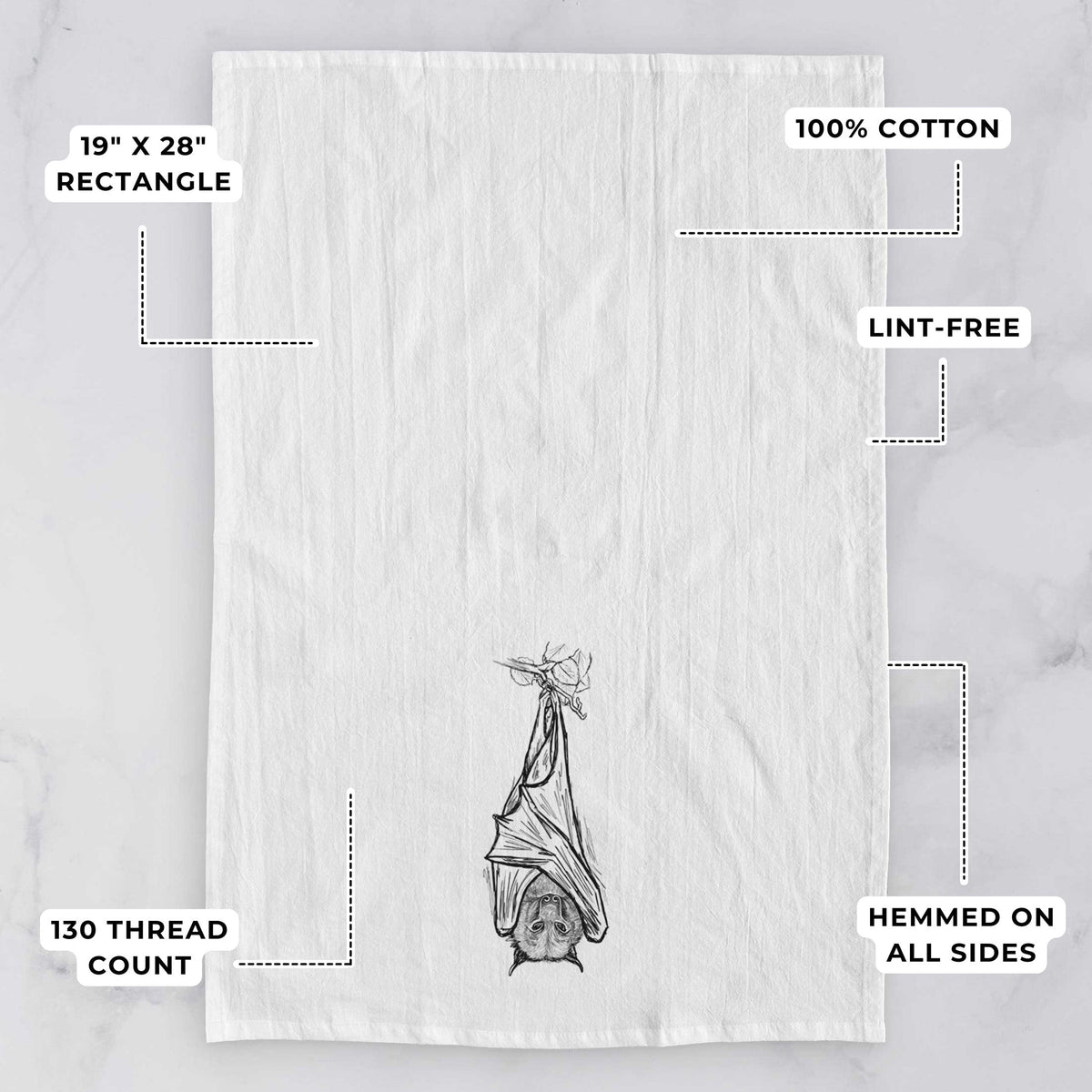 Pteropus vampyrus - Large Flying Fox Tea Towel