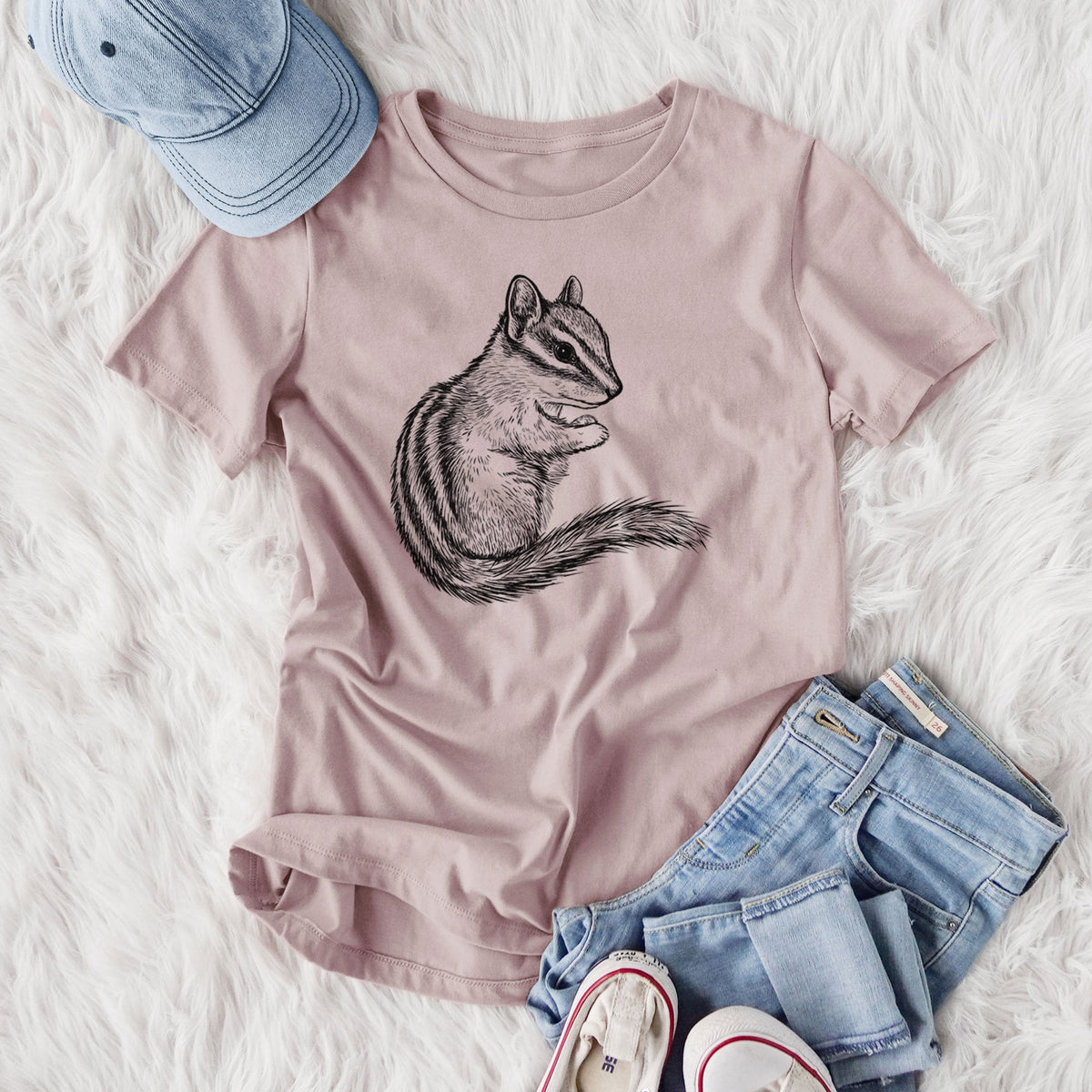 Chipmunk - Neotamias minimus - Women's Lightweight Relaxed Fit 100% Cotton Crewneck