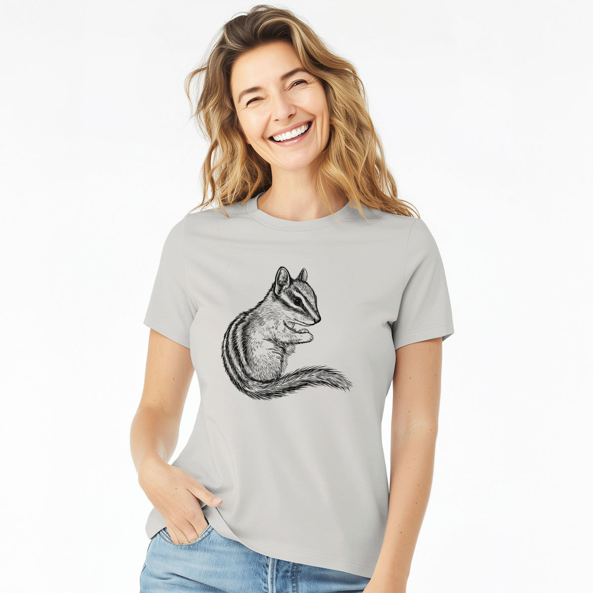 Chipmunk - Neotamias minimus - Women's Lightweight Relaxed Fit 100% Cotton Crewneck