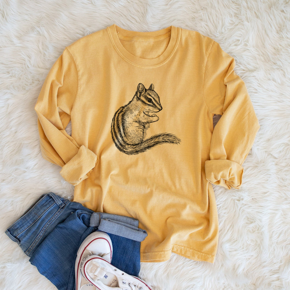 Chipmunk - Neotamias minimus - Unisex Comfort Colors 100% Cotton Long Sleeve