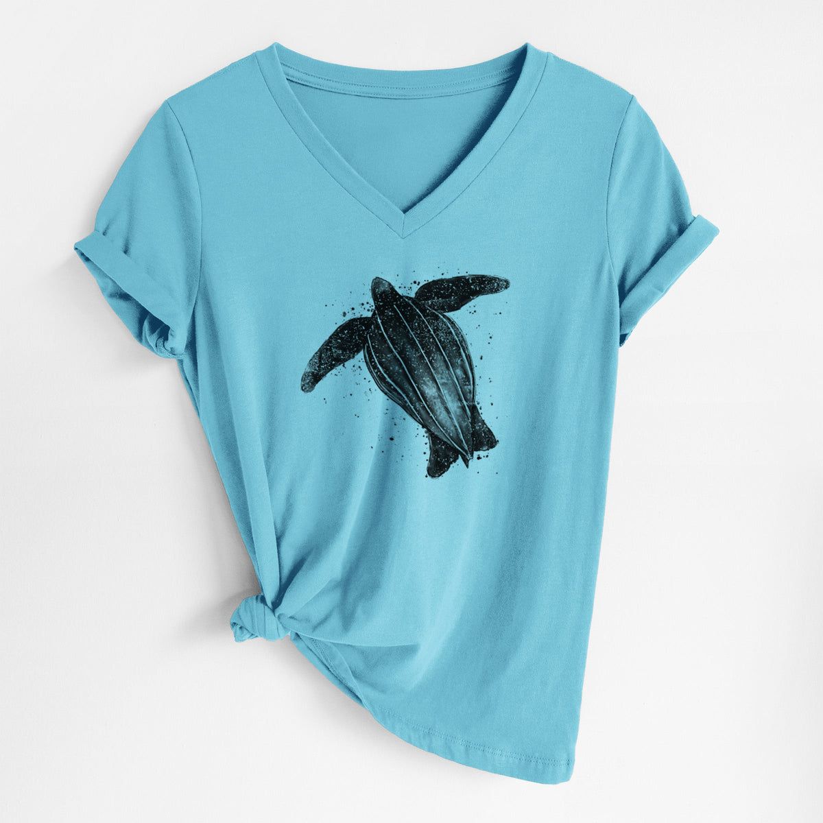 Leatherback - Dermochelys coriacea - Women's Lightweight Relaxed Fit 100% Cotton V-neck