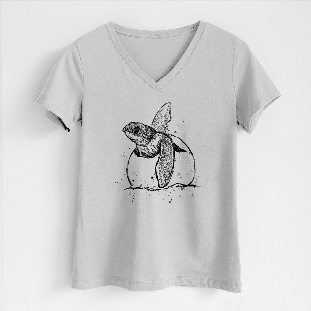 Leatherback Turtle Hatching - Women's Lightweight Relaxed Fit 100% Cotton V-neck