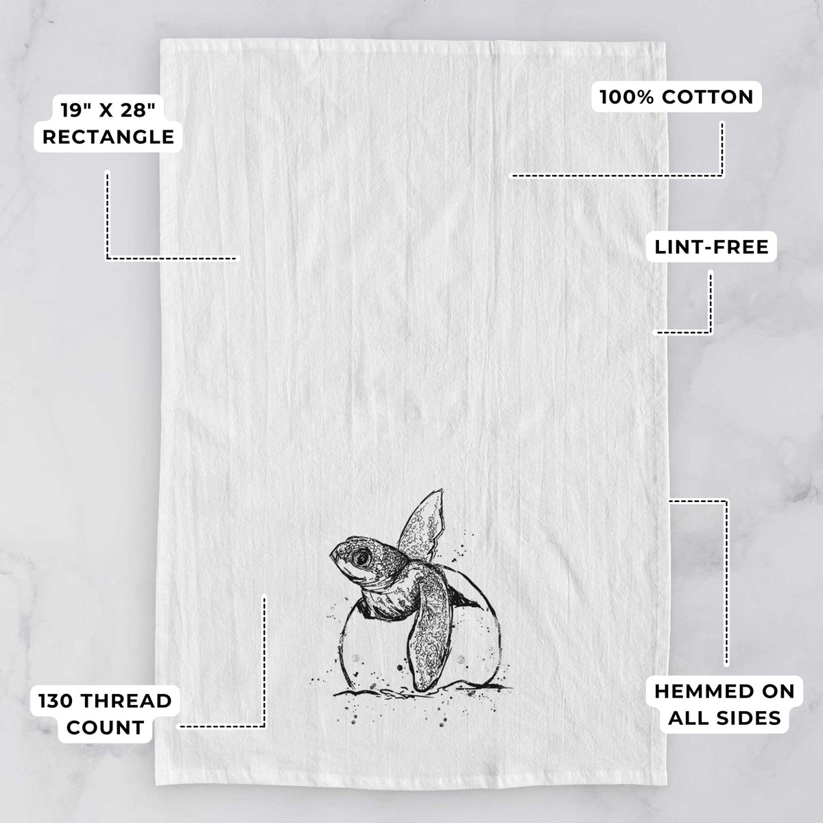 Leatherback Turtle Hatching Tea Towel