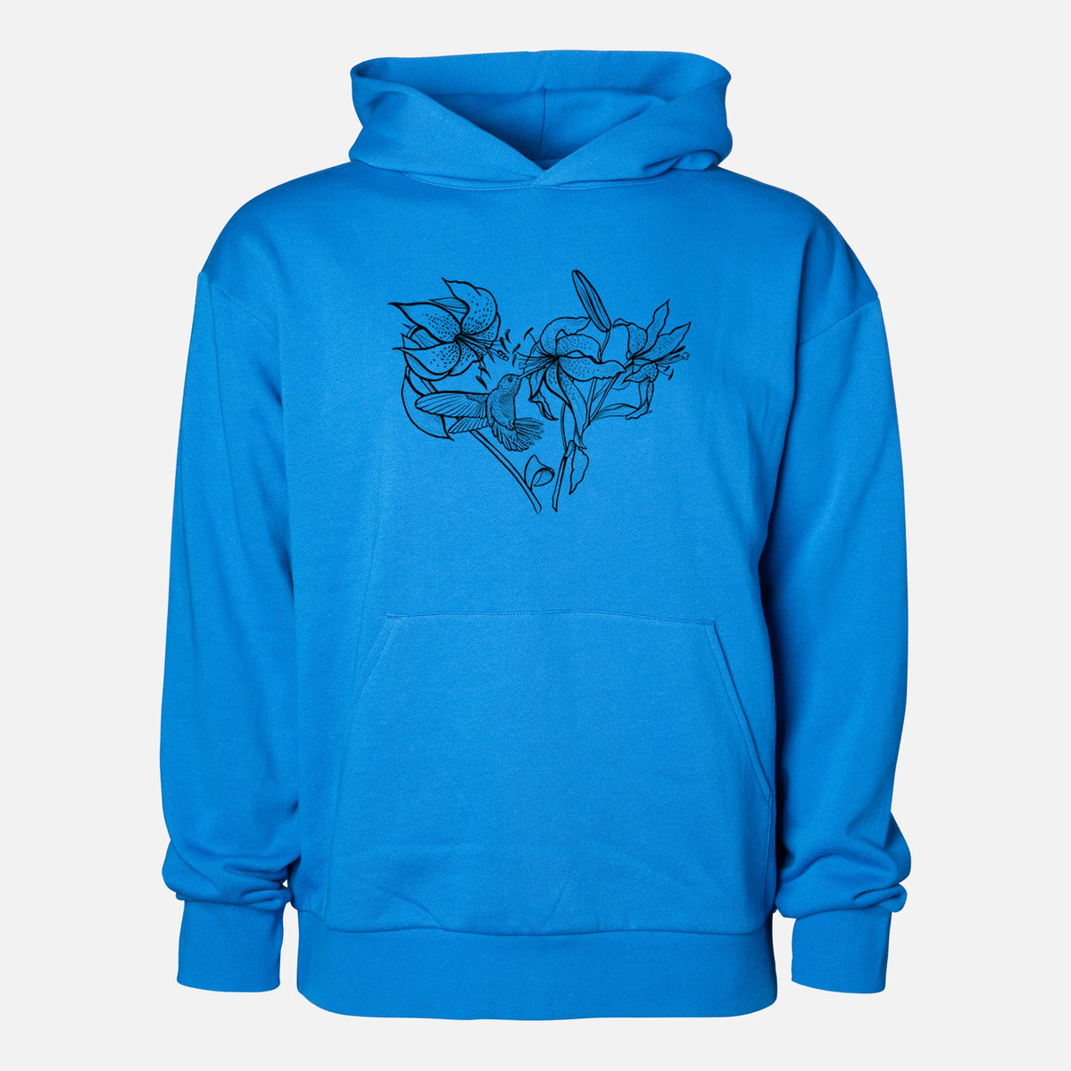 Hummingbird with Lillies Heart  - Statement Midweight Hoodie