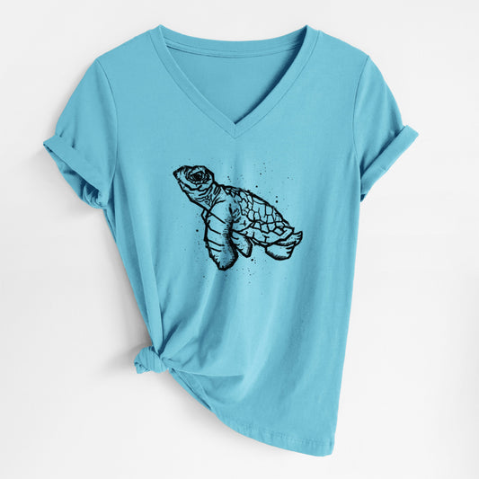 Baby Sea Turtle - Women's Lightweight Relaxed Fit 100% Cotton V-neck