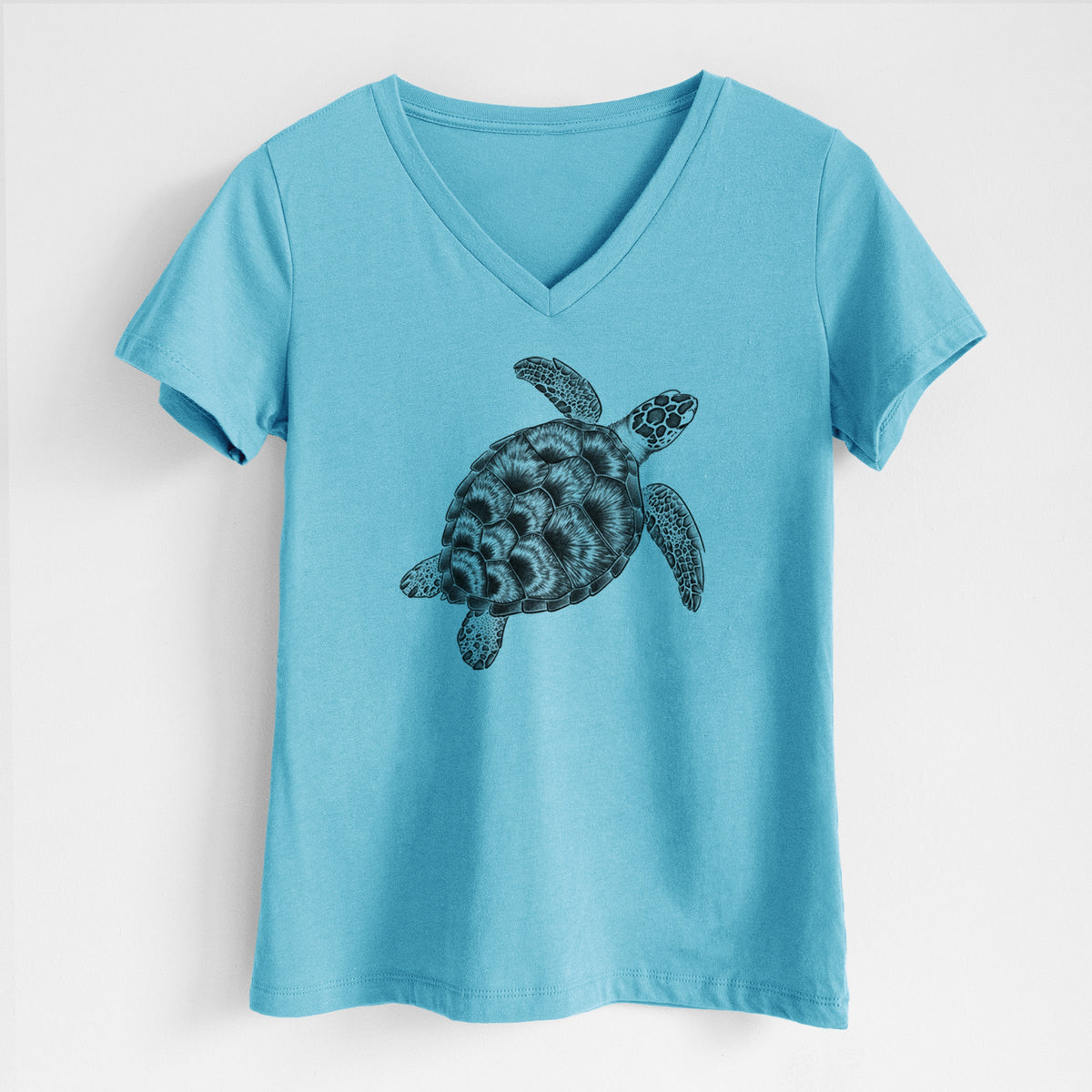 Loggerhead Sea Turtle - Caretta caretta - Women's Lightweight Relaxed Fit 100% Cotton V-neck