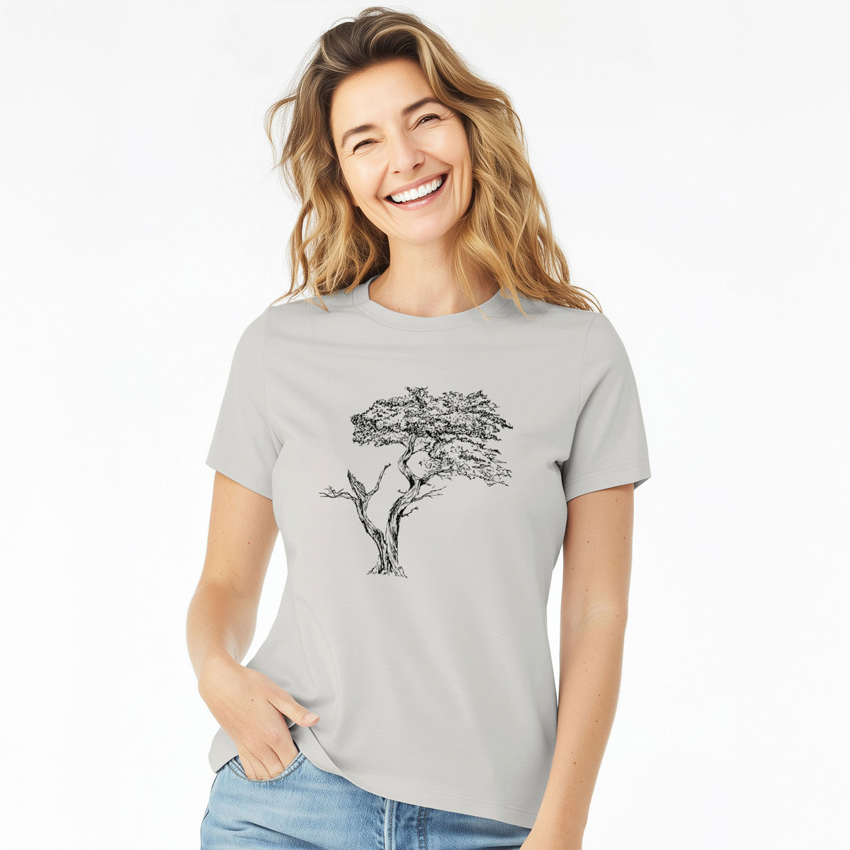 The Lone Cypress - Cupressus Macrocarpa - Monterey Cypress - Women's Lightweight Relaxed Fit 100% Cotton Crewneck