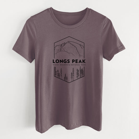Longs Peak - Rocky Mountain National Park - Women's Lightweight Relaxed Fit 100% Cotton Crewneck
