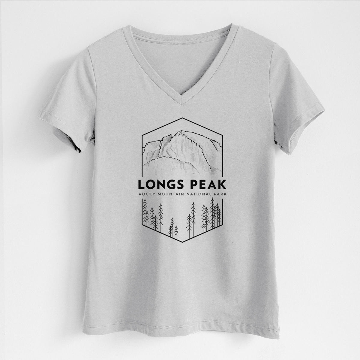 Longs Peak - Rocky Mountain National Park - Women's Lightweight Relaxed Fit 100% Cotton V-neck