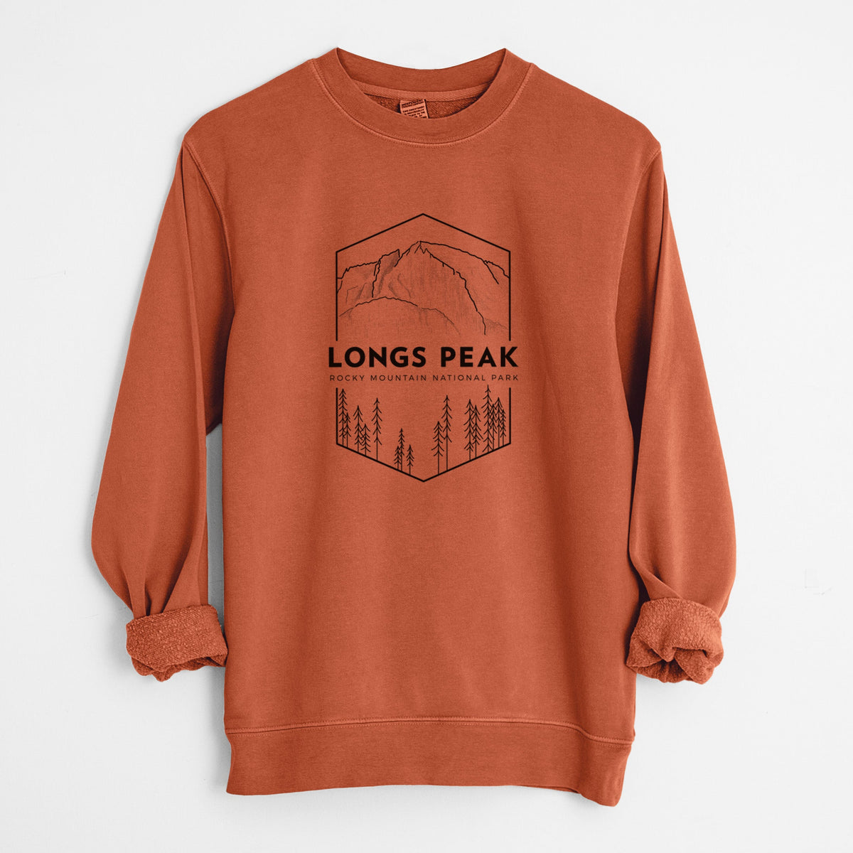 Longs Peak - Rocky Mountain National Park - Unisex Pigment Dyed Crew Sweatshirt