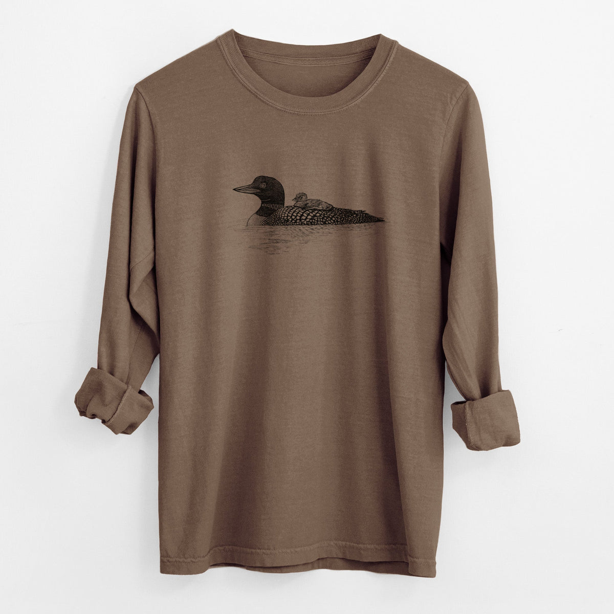 Common Loon with Chick - Gavia immer - Unisex Comfort Colors 100% Cotton Long Sleeve
