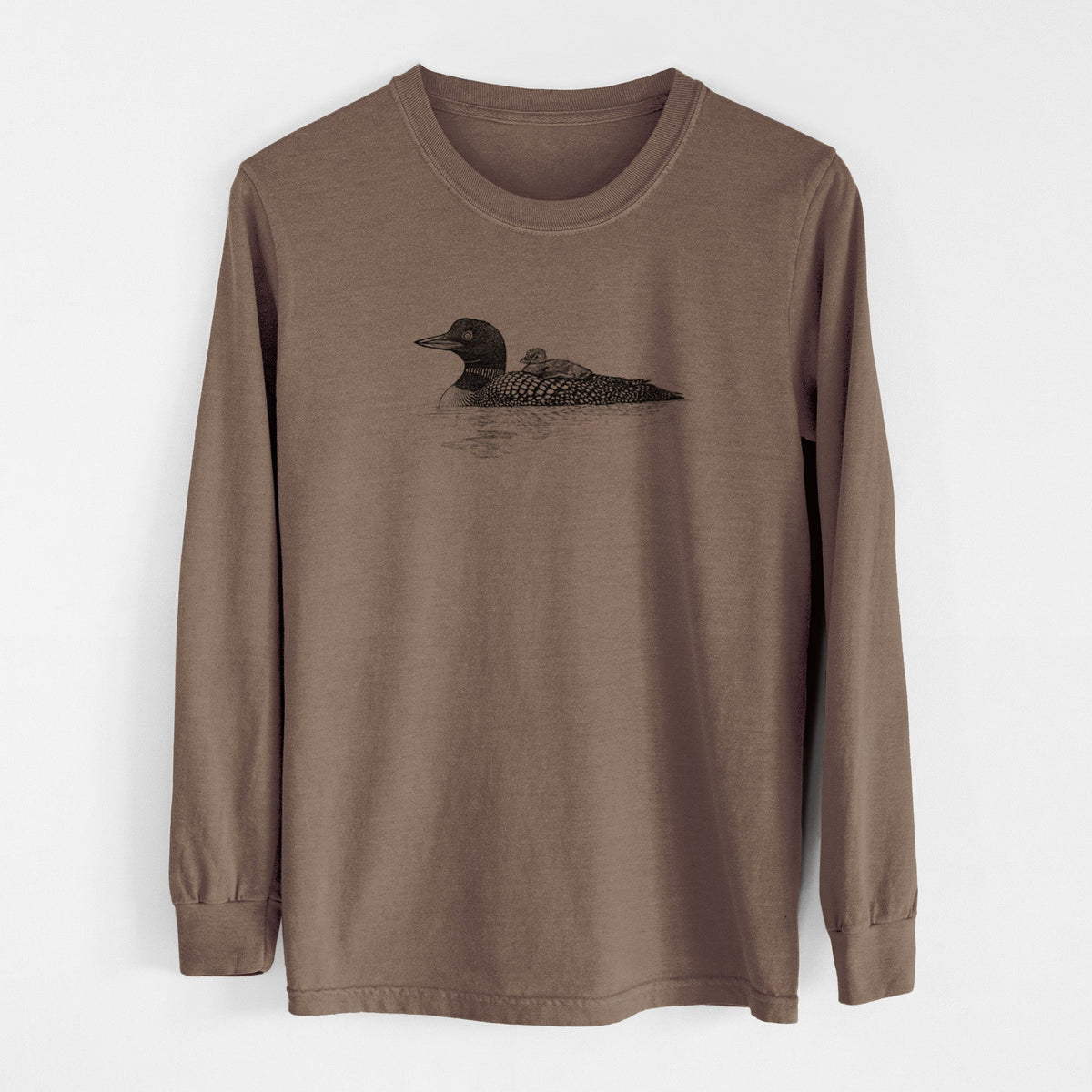 Common Loon with Chick - Gavia immer - Unisex Comfort Colors 100% Cotton Long Sleeve