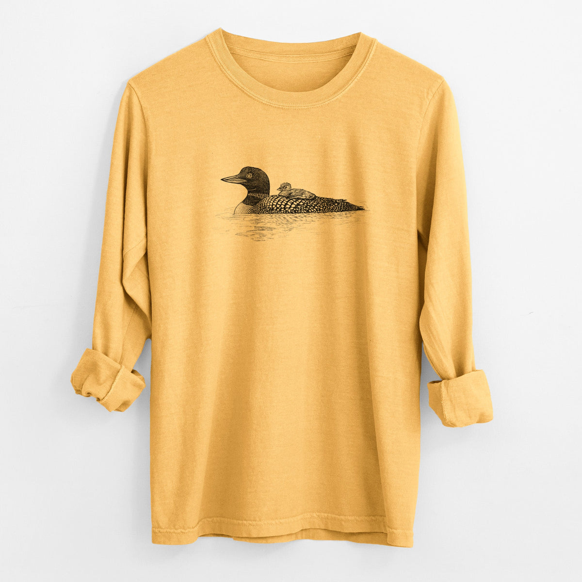 Common Loon with Chick - Gavia immer - Unisex Comfort Colors 100% Cotton Long Sleeve