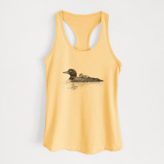 Common Loon with Chick - Gavia immer - Women's Racerback Tanktop