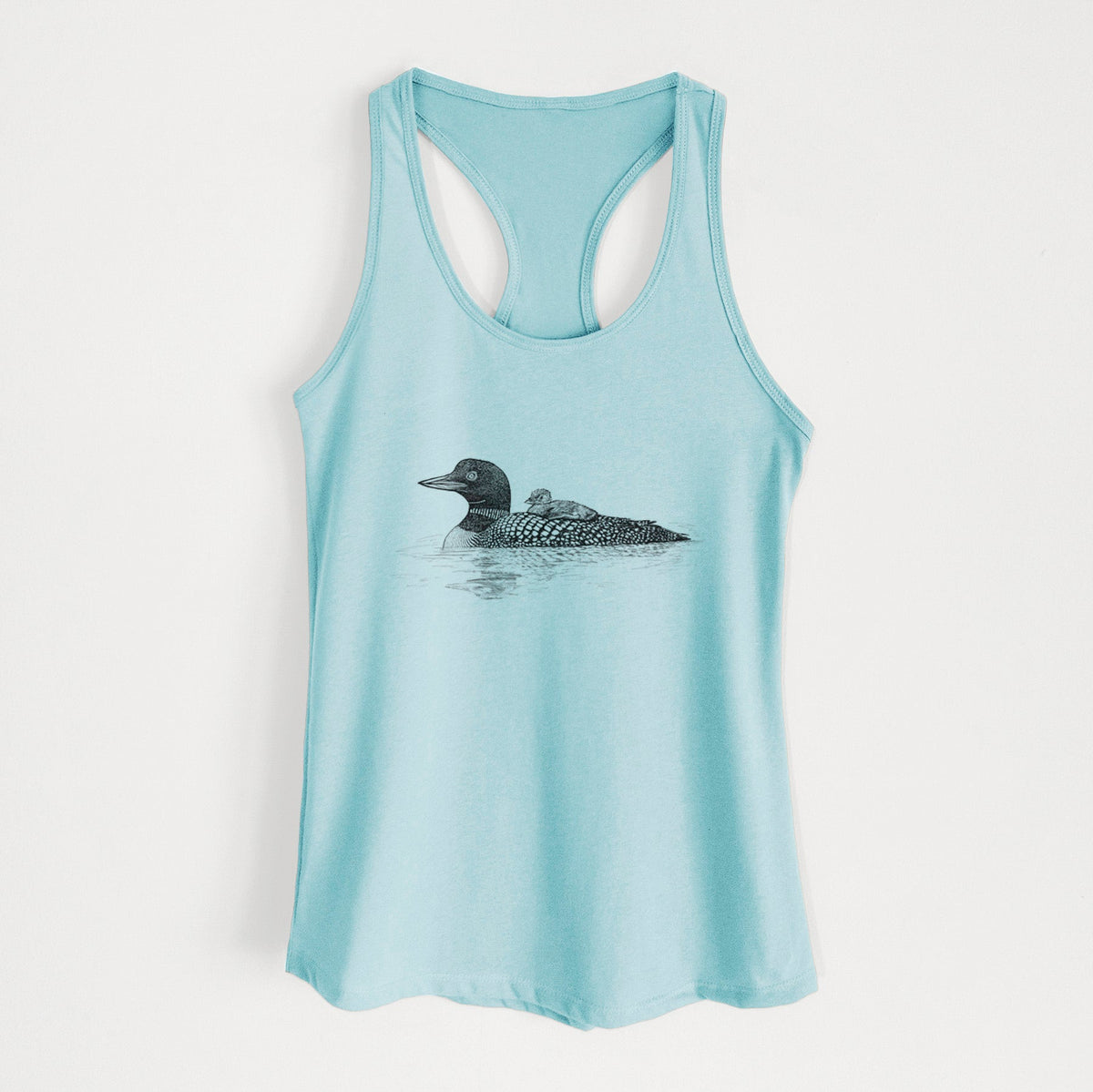 Common Loon with Chick - Gavia immer - Women's Racerback Tanktop