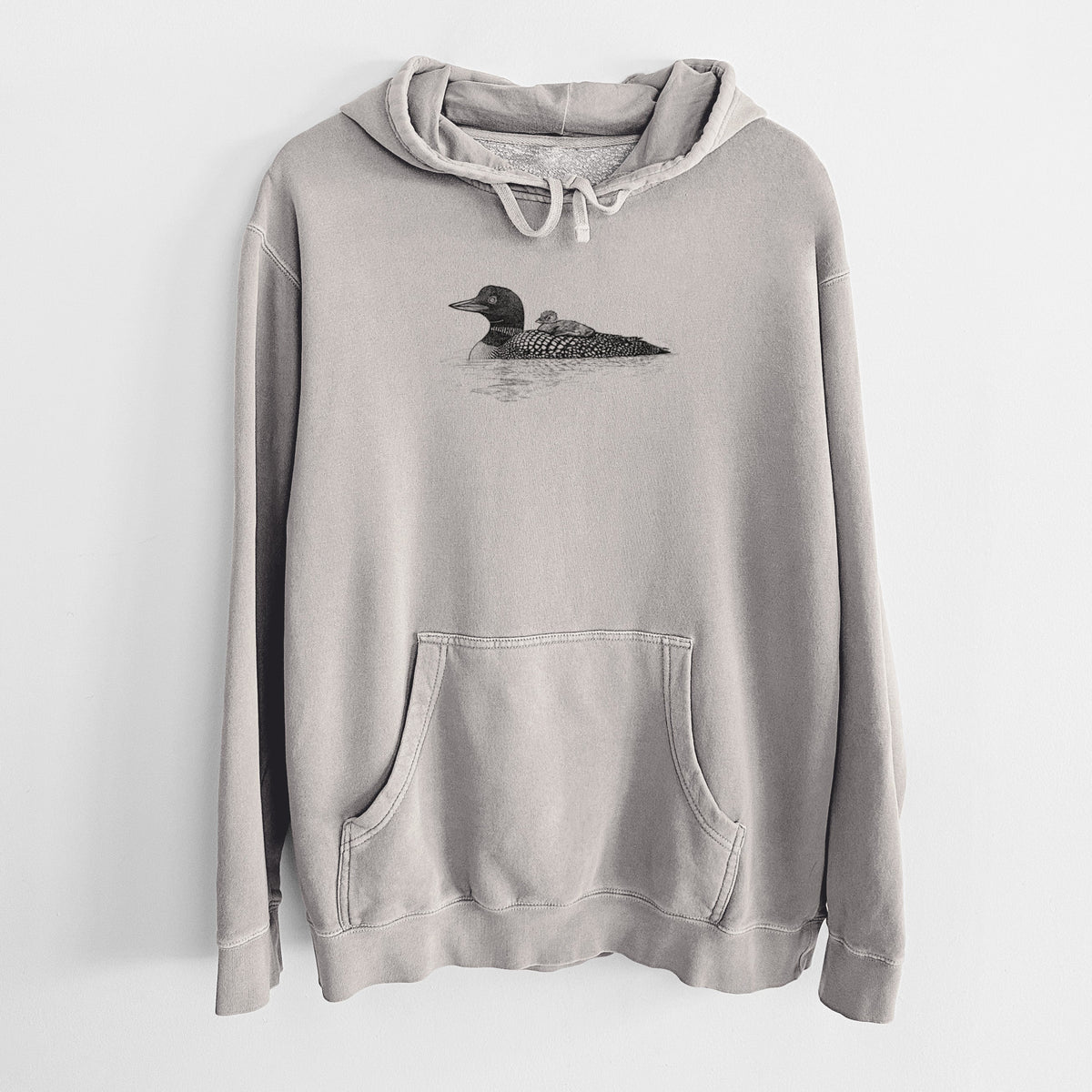 Common Loon with Chick - Gavia immer - Unisex Pigment Dyed Hoodie