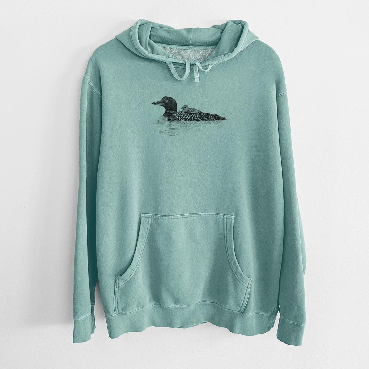 Common Loon with Chick - Gavia immer - Unisex Pigment Dyed Hoodie