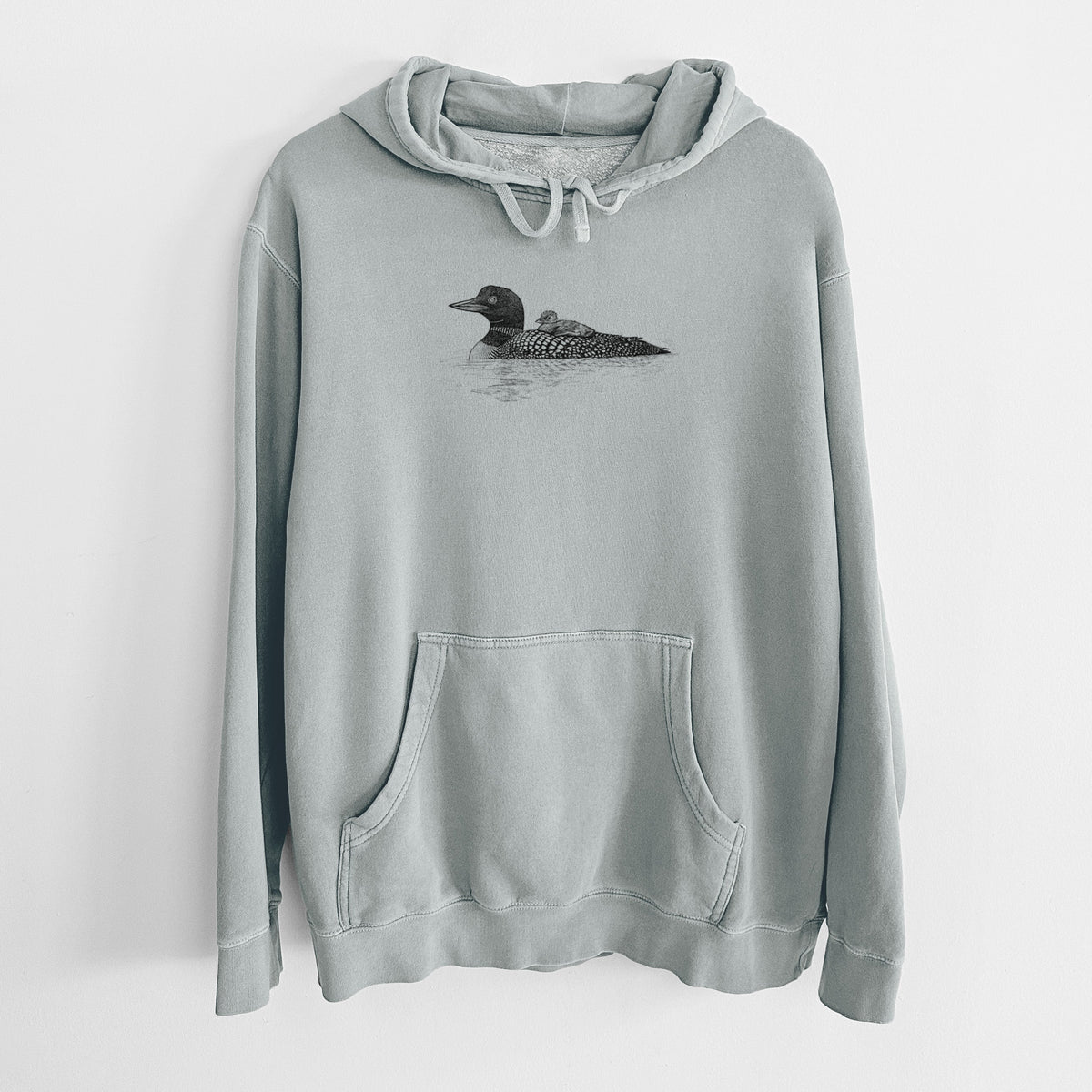 Common Loon with Chick - Gavia immer - Unisex Pigment Dyed Hoodie