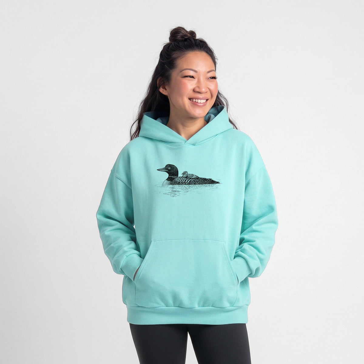 Common Loon with Chick - Gavia immer  - Statement Midweight Hoodie