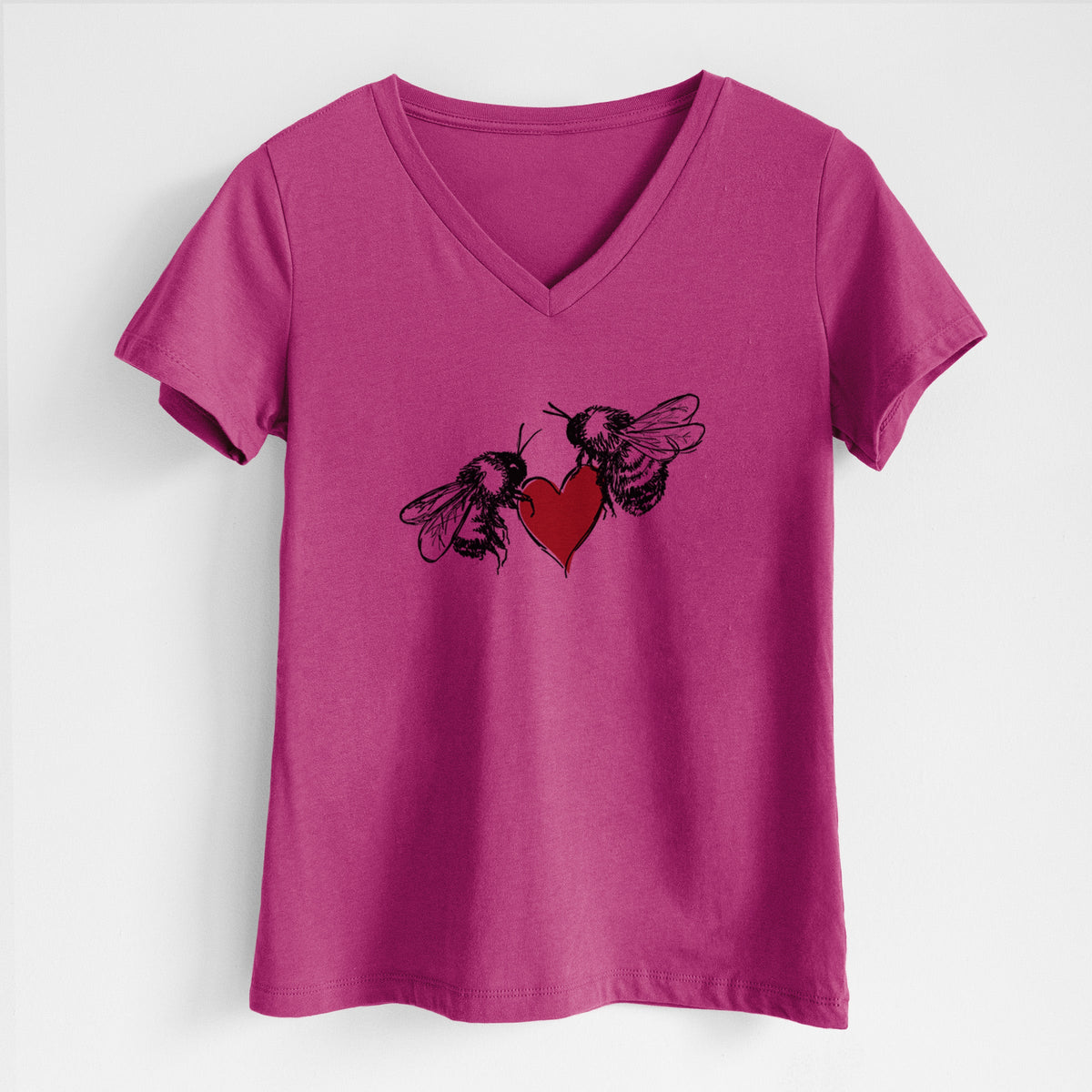 Love Bees - Women's Lightweight Relaxed Fit 100% Cotton V-neck