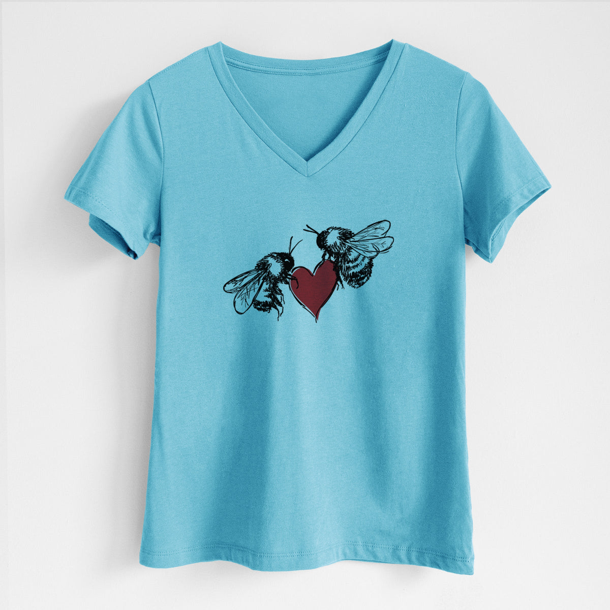 Love Bees - Women's Lightweight Relaxed Fit 100% Cotton V-neck