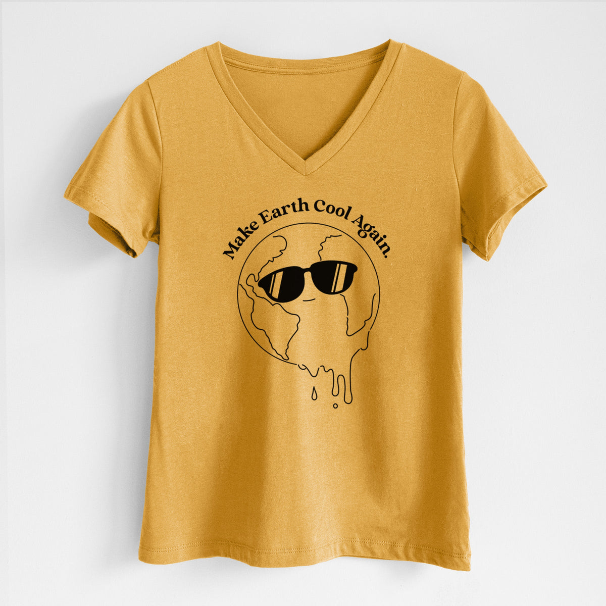 Make Earth Cool Again - Melted Planet - Women's Lightweight Relaxed Fit 100% Cotton V-neck