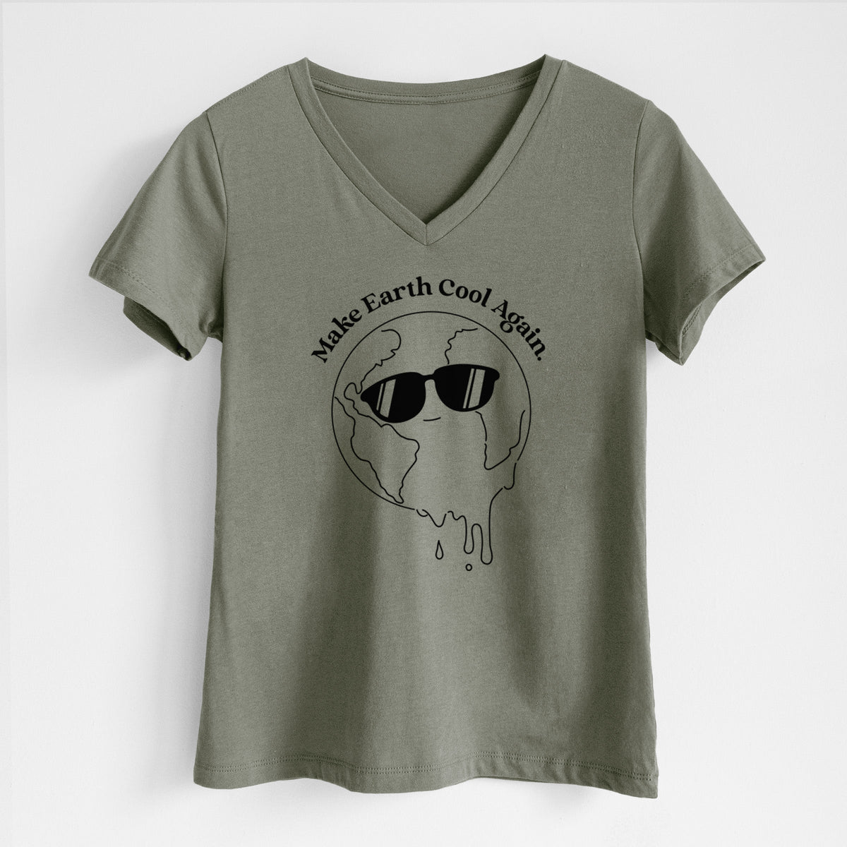Make Earth Cool Again - Melted Planet - Women's Lightweight Relaxed Fit 100% Cotton V-neck
