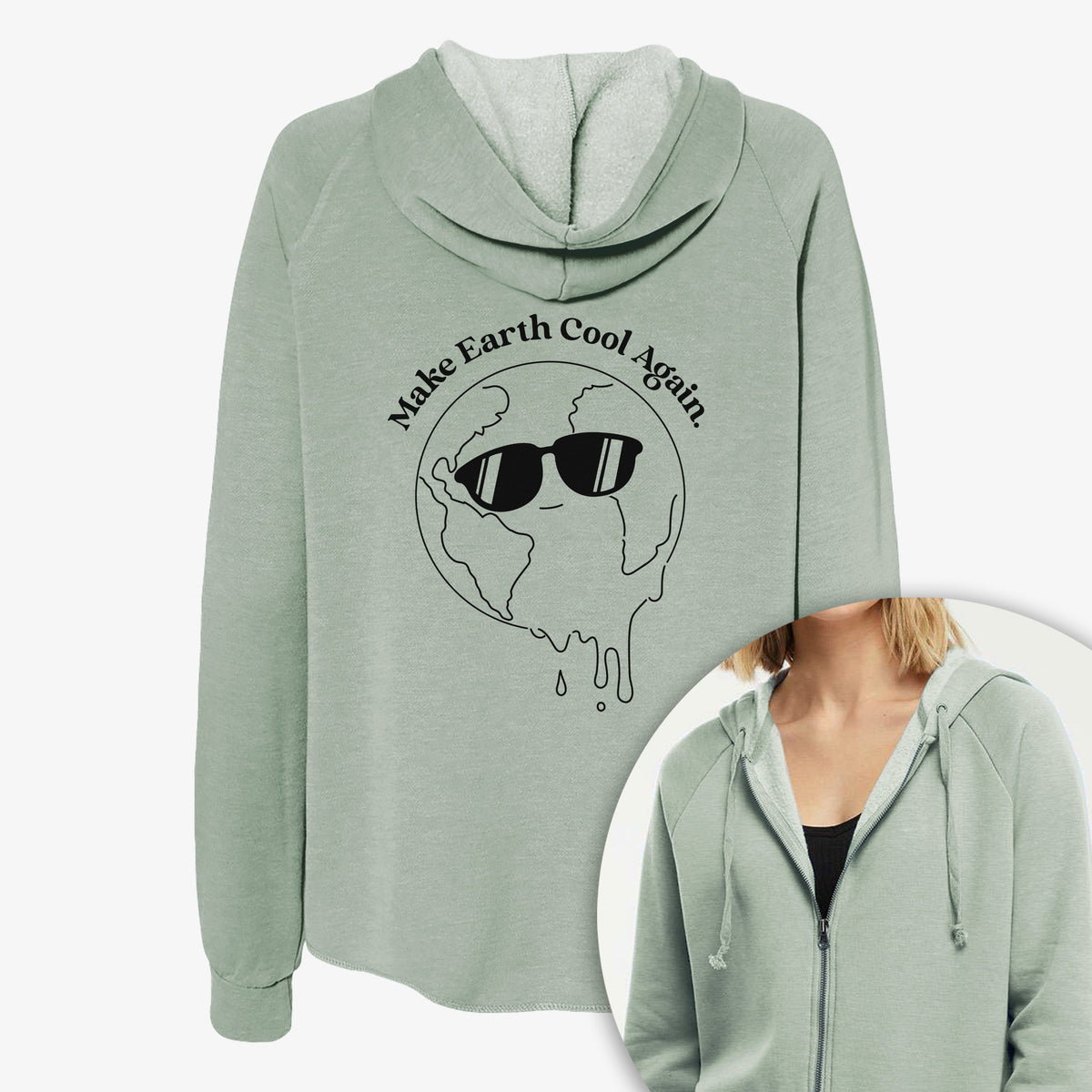 Make Earth Cool Again - Melted Planet - Women's Cali Wave Zip-Up Sweatshirt