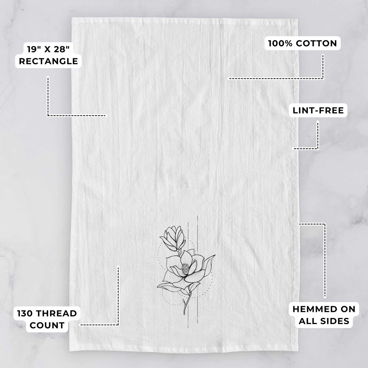 Southern Magnolia Stem Tea Towel