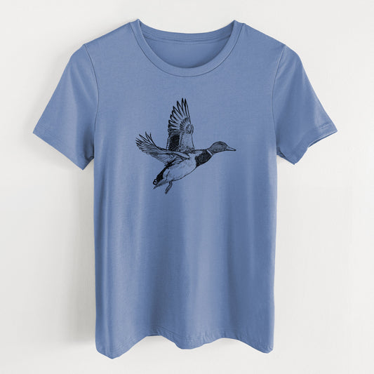 Male Mallard Duck - Anas platyrhynchos - Women's Lightweight Relaxed Fit 100% Cotton Crewneck