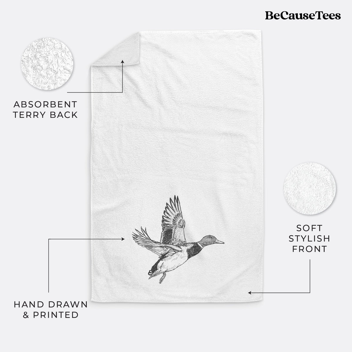 Male Mallard Duck - Anas platyrhynchos Premium Decorative Hand Towel