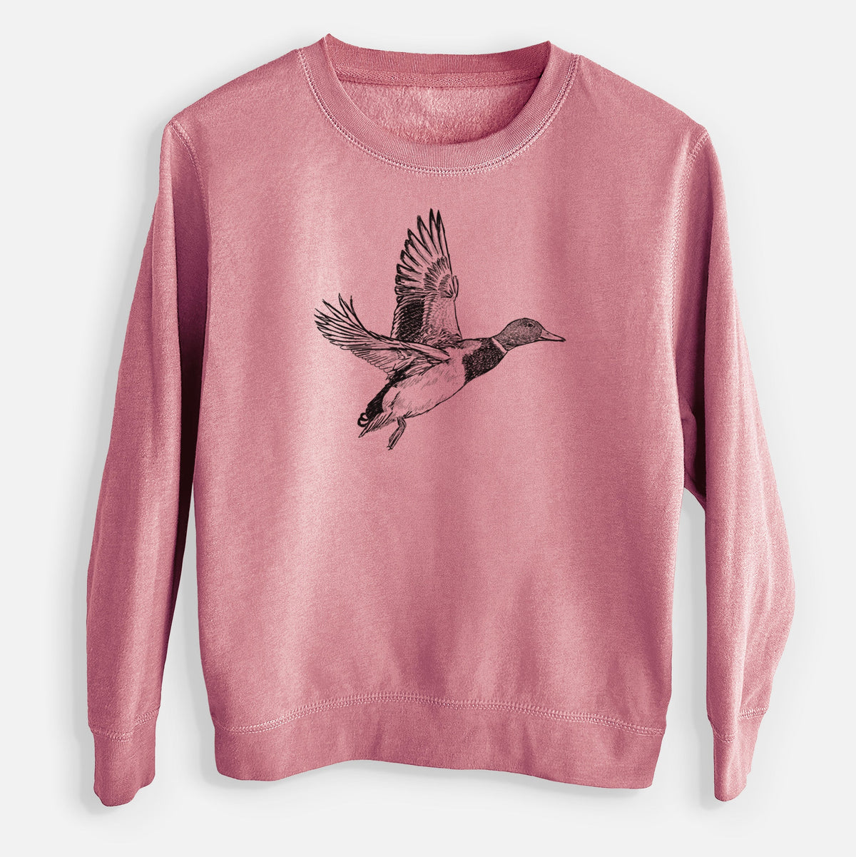Male Mallard Duck - Anas platyrhynchos - Youth Lightweight Crewneck Sweatshirt