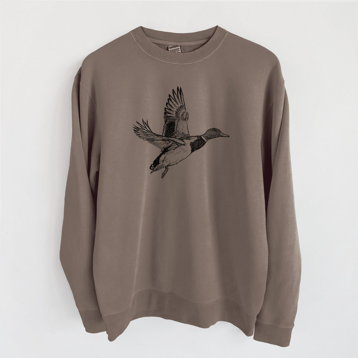 Male Mallard Duck - Anas platyrhynchos - Unisex Pigment Dyed Crew Sweatshirt