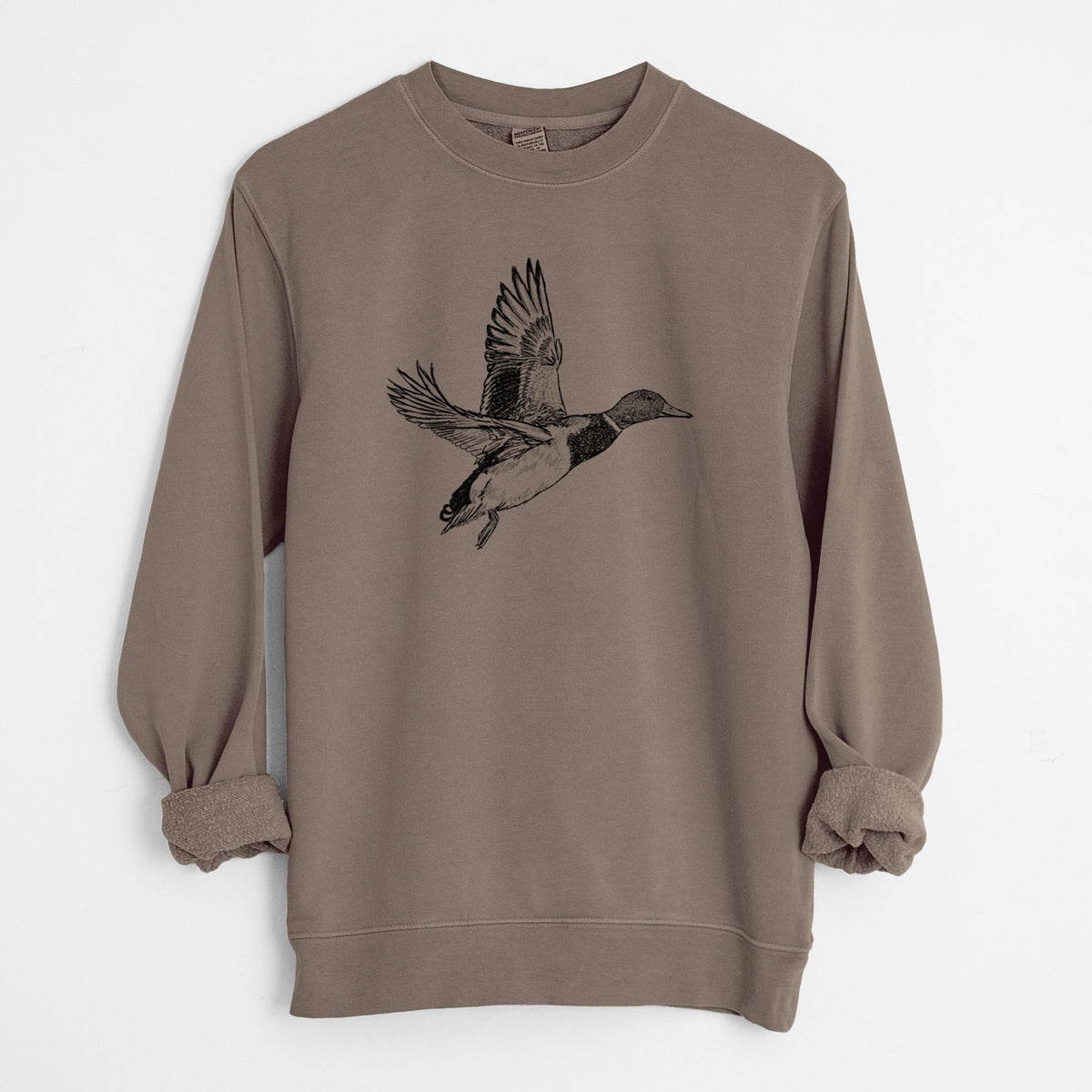 Male Mallard Duck - Anas platyrhynchos - Unisex Pigment Dyed Crew Sweatshirt