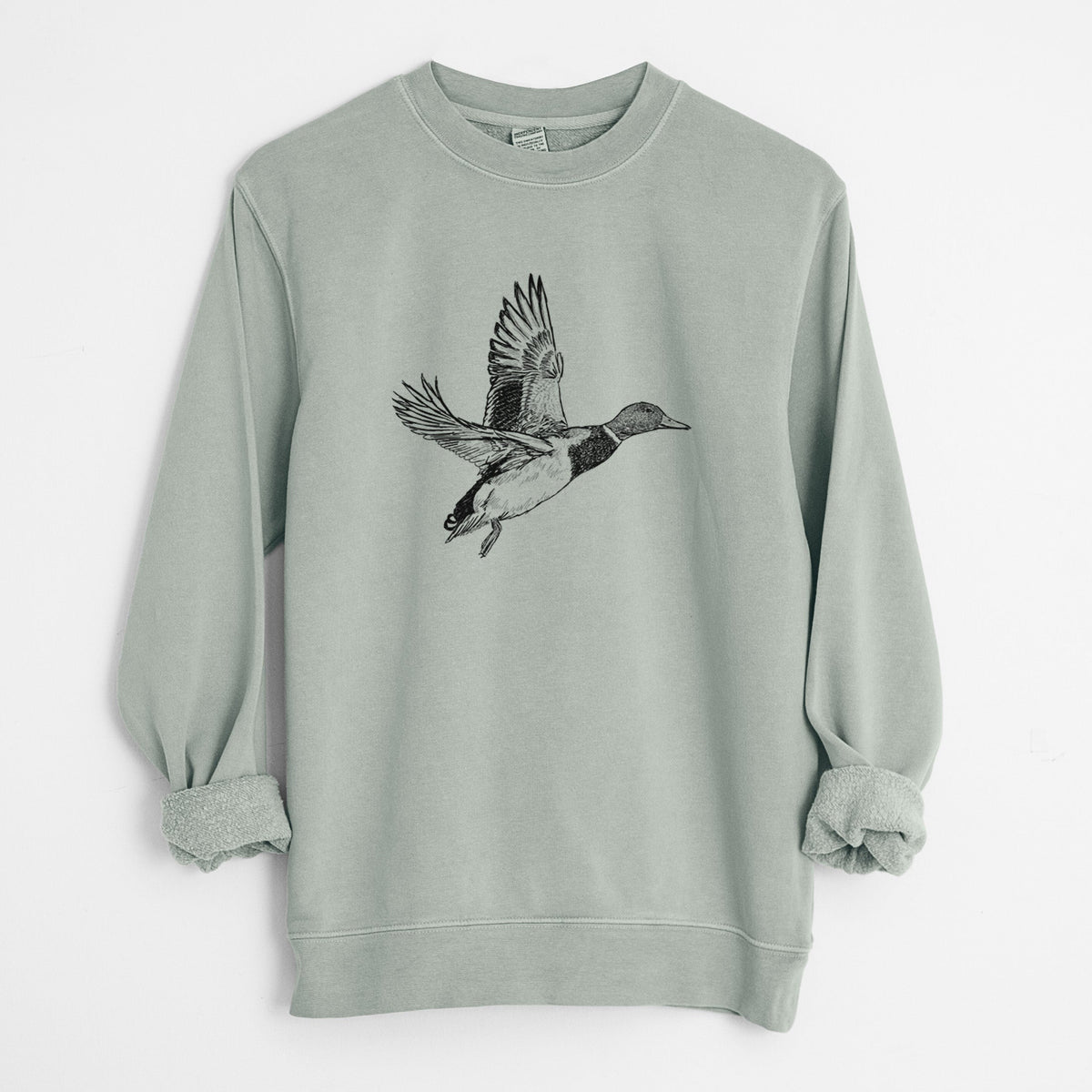 Male Mallard Duck - Anas platyrhynchos - Unisex Pigment Dyed Crew Sweatshirt