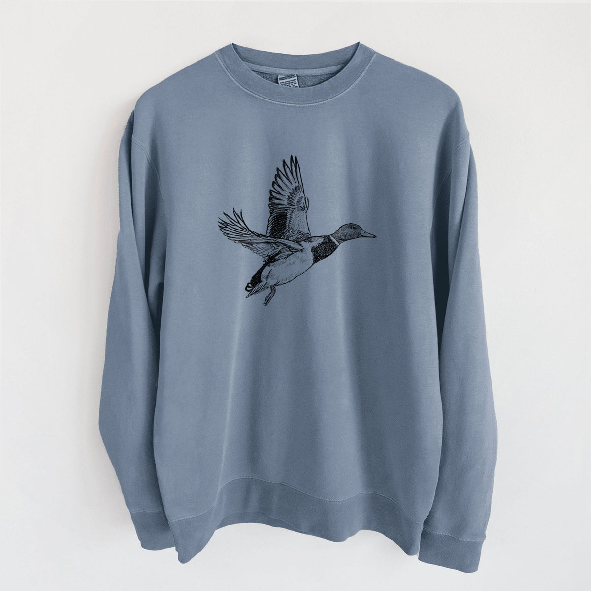 Male Mallard Duck - Anas platyrhynchos - Unisex Pigment Dyed Crew Sweatshirt