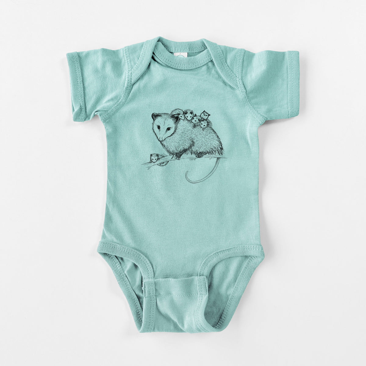 Mama Opossum with Babies - Baby Fine Jersey Bodysuit