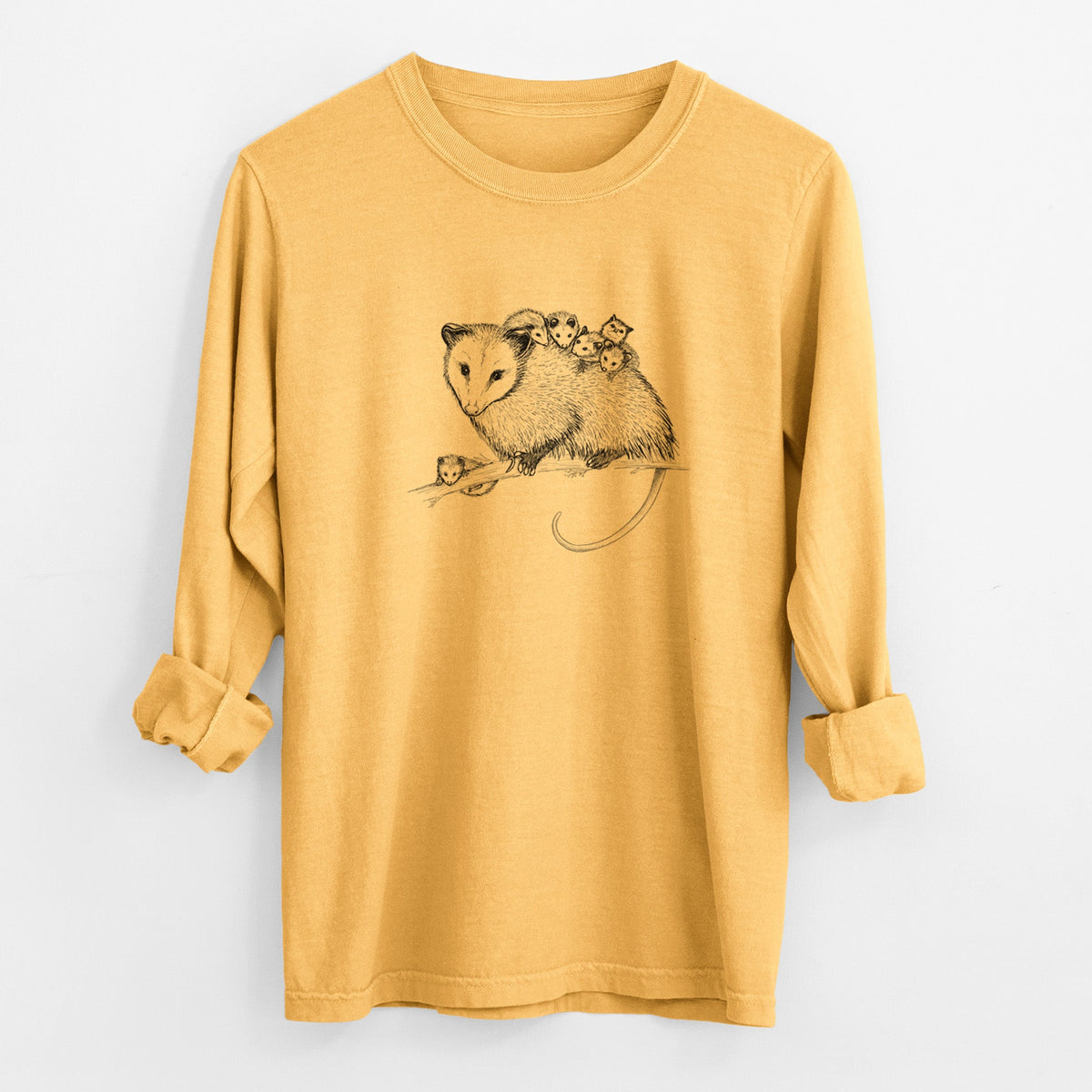 Mama Opossum with Babies - Unisex Comfort Colors 100% Cotton Long Sleeve