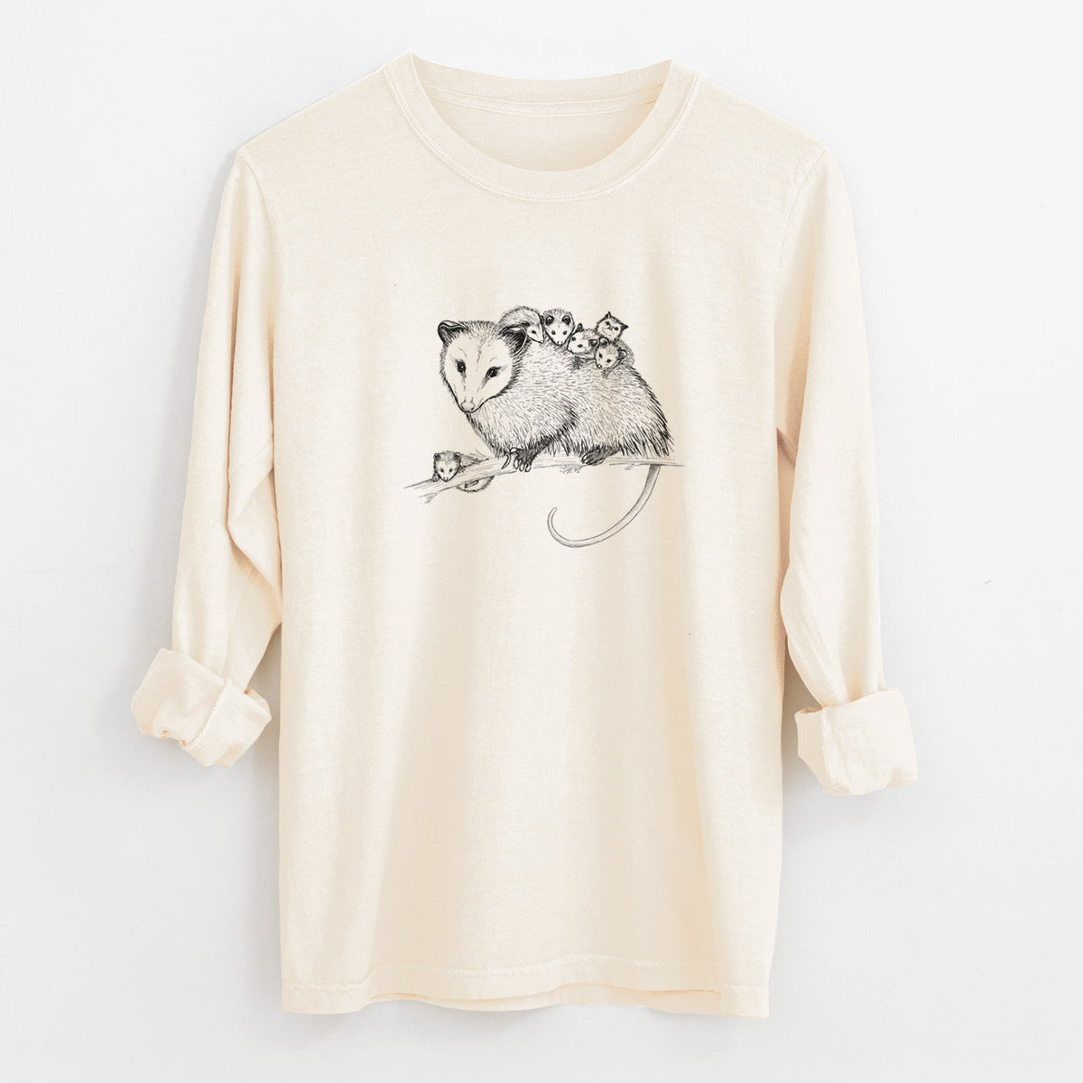 Mama Opossum with Babies - Unisex Comfort Colors 100% Cotton Long Sleeve