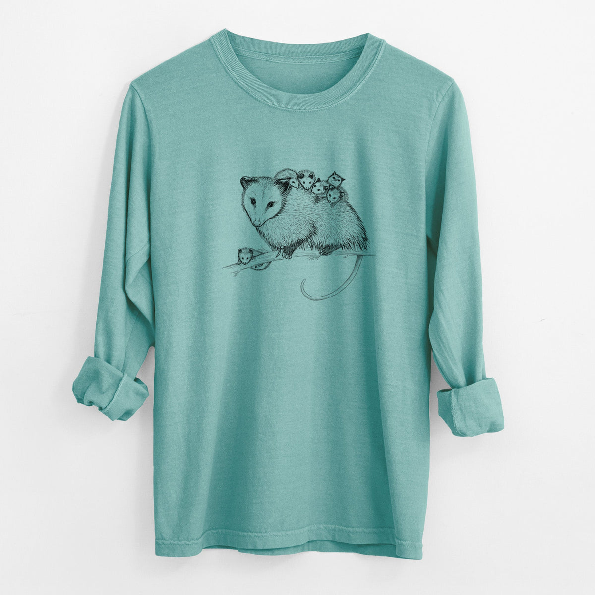 Mama Opossum with Babies - Unisex Comfort Colors 100% Cotton Long Sleeve