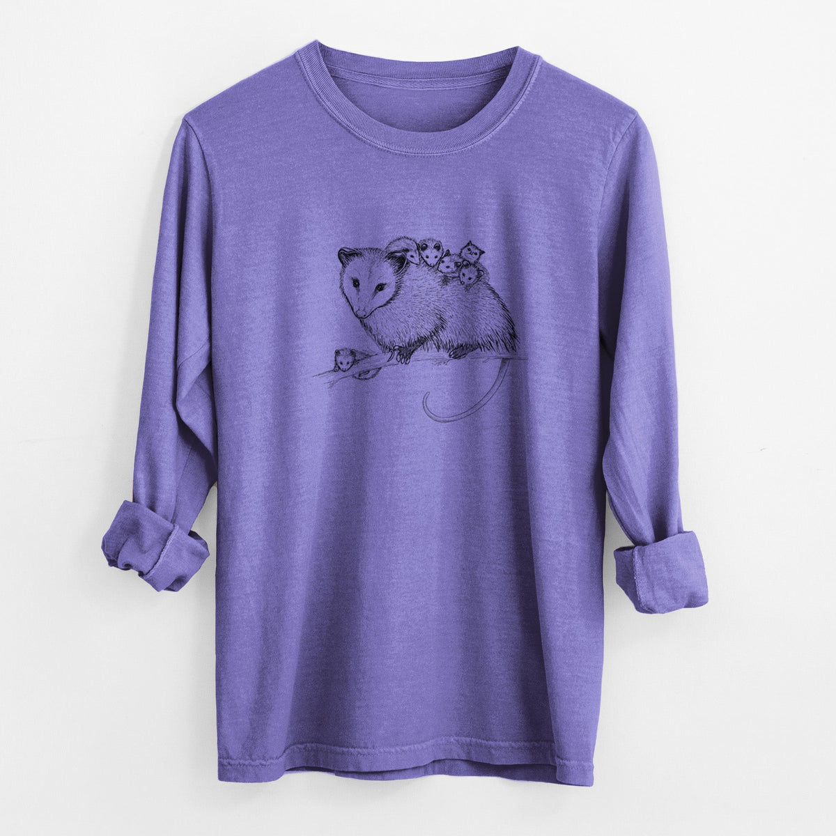 Mama Opossum with Babies - Unisex Comfort Colors 100% Cotton Long Sleeve